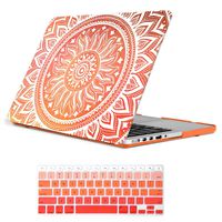 iCasso MacBook Pro 13 Retina Case Rubber Coated Hard Shell Protective Cover for MacBook Pro 13 inch Retina (No CD-ROM) Model A1425/A1502 (2012-2015 Version)+Keyboard Cover (Orange Medallion#2)
