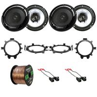 4X KFC1665S 6.5" 2-Way Flush Mount Speakers, 4X Speaker Wire Harness, 4X Speaker Mounting Brackets Adaptors, 16-Gauge 50 Foot Wire (Select 1995-2009 Vehicles)