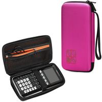 BOVKE for Graphing Calculator Texas Instruments TI-84 / Plus CE Hard EVA Shockproof Carrying Case Storage Travel Case Bag Protective Pouch Box,Pink