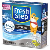 Fresh Step Extreme Scented Litter with The Power of Febreze, Clumping Cat Litter - Mountain Spring, 14 lb, Grey