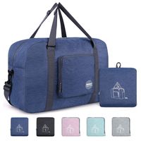 Wandf Foldable Travel Duffel Bag Luggage Sports Gym Water Resistant Nylon (C-Dark Blue Cationic)