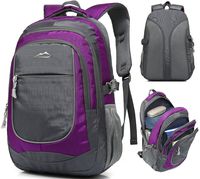 Backpack for School Bookbag College Student Travel Business Hiking Fit Laptop Up to 15.6 Inch Lightweight Night Light Reflective (Purple)