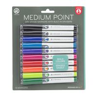 U Brands Low Odor Dry Erase Markers, Medium Point, Assorted Colors, 10-Count - 504U06-24