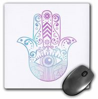 Hamsa Hand Purple and Blue Watercolor - Mouse Pad, 8 by 8 inches (mp_217283_1)