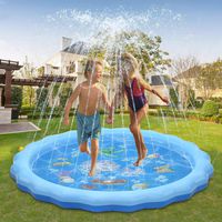 QPAU (Upgraded 2020 Version) Sprinkler for Kids, Sprinkle and Splash Play Mat 68",Outside Toy Water Toys for Kids Outdoor, Outdoor Toys for Toddlers Age 3-5 (Blue)