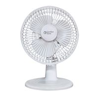 Comfort Zone CZ6D 6-inch Quiet Portable Indoor 2-Speed Desk Fan with Stable Base and Adjustable Tilt, White