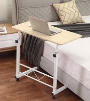 Akway Mobile Laptop Desk Cart 31.5 x 15.7 inch Laptop Stands Mobile Laptop Desk Rolling Cart Overbed Table for Nursing Hospital, White Maple