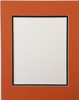 Pack of 5 11x14 Orange and Black Double Picture Mats Cut for 8x10 Pictures