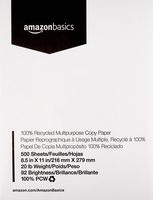AmazonBasics 100% Recycled Multipurpose Copy Printer Paper - 8.5 x 11 Inches, 1 Ream (500 Sheets)