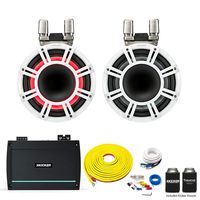 Kicker KMTC11 White 11" HLCD Tower System with Kicker KXMA1200.2 Amplifier, 7 Meter Power Wire Kit and 4 Meter RCAs