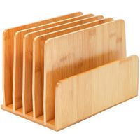 Paper Junkie Bamboo Wood Desk File Organizer, Upright, 10 x 6.5 x 7 Inches