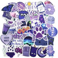 Purple Vsco Stickers for Water Bottle, Big 50-Pack, Waterproof Trendy Aesthetic Vinyl Outdoor Black Stickers Pack for Teens, Perfect for Laptop, Hydro Flask, Phone, Luggage, Car