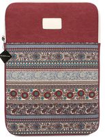 14 Inch Bohemian Canvas Protective Laptop Sleeve Bag Notebook Case Cover for MacBook, Chromebook, Acer, Dell, HP, Samsung, Sony (Vertical, Red)