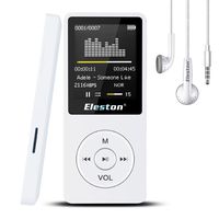 Eleston 8GB Portable MP3 Player(Expandable Up to 64GB) with 1.8inch Screen,Lossless HiFi Sound Music Player Support Clock/Recorder/FM Radio/Text-Book,80 Hours Playback with HD Earphones(White)