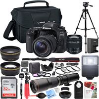 Canon EOS 80D 24.2 MP CMOS Digital SLR Camera Bundle with 500mm Preset Telephoto Lens, Paintshop Pro 2018, 32GB Memory Card and Accessories (19 Items)