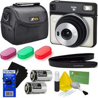 Fujifilm instax Square SQ6 Instant Film Camera (Pearl White) + 3 Color Filters + Carrying Case + 2 Batteries + Strap + HeroFiber Ultra Gentle Cleaning Cloth