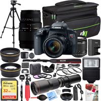 Canon EOS Rebel T7i Digital SLR Camera with EF-S 18-55mm is STM Lens Bundle with 70-300mm f/4-5.6 DG Macro Telephoto Zoom Lens, 500mm Preset Telephoto Lens and Accessories (21 Items)