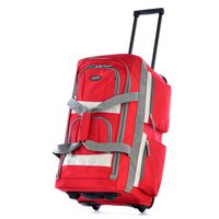 Olympia 8 Pocket Rolling Duffel Bag, Red