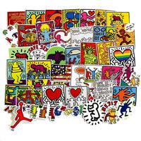 50 Pcs Keith Haring Performance Art Stickers for Water Bottle Laptop Car Motorcycle Bicycle Bike Skateboard Luggage Baggage Box Guitar