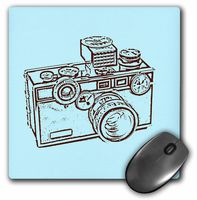 3dRose LLC 8 x 8 x 0.25 Inches Picture of a Vintage Classical Cyan Camera Mouse Pad (mp_20718_1)