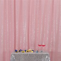 Eternal Beauty Pink Sequin Wedding Backdrop Photography Background Party Curtain, 7Ft X 7Ft