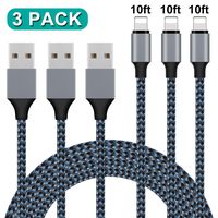 Atill iPhone Charger 3Pack 10FT iPhone Charger Cable Nylon Braided Charging Cord Compatible iPhone XR XS XSMax X 8 8 Plus 7 7 Plus 6 6s Plus SE 5 5s 5c iPad iPod (Blue)