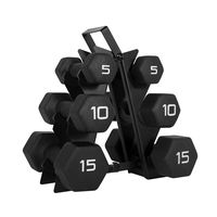 WF Athletic Supply Dumbbell Set with Storage Rack (60 LB Black Neoprene Dumbbell Set)