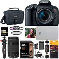 Canon EOS Rebel T7i DSLR Camera with 18-55mm STM, 75-300mm III Lenses, Kodak Mini Photo Printer, Photo Paper, Lexar 32GB, Filter Kit, Tabletop Tripod with Accessory Bundle
