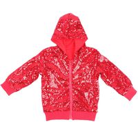 Cilucu Kids Jackets Girls Boys Sequin Zipper Coat Jacket for Juniors Girls Birthday Christmas Clothes Long Sleeve Hoodie Red 13-14 Years Old