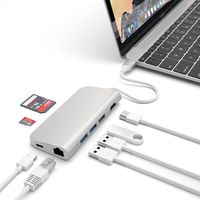 Satechi Aluminum Multi-Port Adapter 4K HDMI, USB-C Pass Through, Gigabit Ethernet, SD/Micro Card Readers, USB 3.0 - Compatible with 2019/2018 MacBook Pro, 2018 MacBook Air, 2018 iPad Pro and more (Silver)
