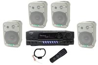 4 Pyle 5.25" Outdoor Speakers + PT260A 200W Stereo Home Theater Receiver