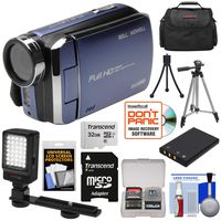 Bell & Howell DV30HD 1080p HD Video Camera Camcorder (Blue) with 32GB Card + Battery + Case + Tripods + LED Video Light + Kit