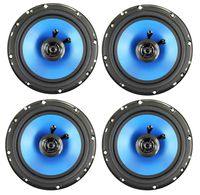 4) Q POWER 6.5" 300 Watt 2-Way Blue Car Audio Stereo Coaxial Speakers | QP650