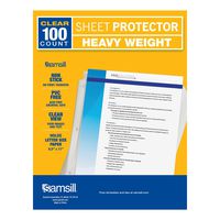 Samsill 100 Clear Heavyweight Sheet Protectors, Reinforced 3 Hole Design Plastic Page Protectors, Archival Safe, Top Load for 8.5 x 11 Inch Sheets, Box of 100
