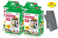 Fujifilm INSTAX Mini Instant Film (White) for Fujifilm Mini 8 & Mini 9 Cameras + Microfiber (80)