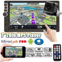 7 inch Double 2 Din Car Stereo with Backup Camera Touch Screen Mirror Link for GPS, Support BT AM USB Steering Wheel Control Radio for 2014-2017 Ford E-150 E-250 E-350 E-450