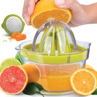 Zulay Premium Citrus Juicer Manual Hand Squeezer for Oranges, Lemons & Limes - Lemon Juicer Squeezer with Built-In 12 oz Measuring Cup, Strainer & Vegetable Grater - Top Orange Juicer Manual Squeezer