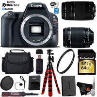 Canon EOS Rebel SL2 DSLR Camera with 18-55mm is STM Lens & 75-300mm III Lens + Flexible Tripod + UV Protection Filter + Professional Case + Card Reader - International Version