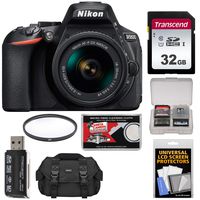 Nikon D5600 Digital SLR Camera & 18-55mm VR DX AF-P Lens with 32GB Card + Case Kit (Renewed)