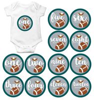 Gift Set of 12 Round Keepsake Photography Monthly Baby Stickers with Philadelphia Pennsylvania Eagles Football MOSB8027