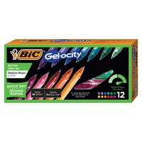 BIC Gel-ocity Quick Dry Retractable Gel Pen, Medium Point (0.7mm), Assorted Colors, 12-Count