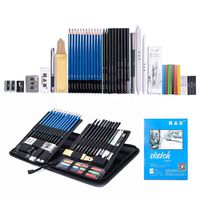 H & B Sketching Pencils Set, 48-Piece Drawing Pencils and Sketch Kit, Complete Artist Kit Includes Sketch Pad, Graphite Pencils, Pastel Stick and Eraser, Professional Sketch Pencils Set for Drawing
