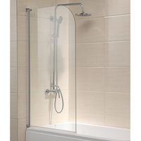 Mecor 55"X31" Bathtub Shower Door 1/4" Clear Glass Hinged Pivot Radius Frameless Chrome Finish