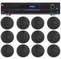 JBL Commercial Amp+(12) Black 6" Ceiling Speakers for Restaurant/Bar/Office/Cafe