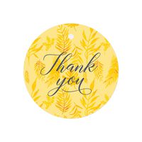 Andaz Press Tropical Bulk Round Circle Thank You Gift Tags, 2-inch, Nalani Yellow Hawaiian Background Leaves, 48-Pack Colored Birthday Baby Shower Wedding Party Decorations Stationary Supplies