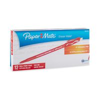 Paper Mate 3920158 EraserMate Erasable Pen, Medium Point, Red, 12-Count