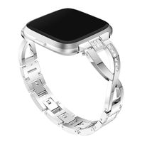 PATROHOO for Fitbit Versa Metal Bands, Replacement Assesories Straps for Fitbit Versa Women/Men Silver Rose Gold Black(Silver)