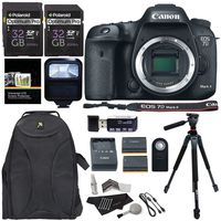 Canon EOS 7D Mark II Digital SLR Camera Body + Polaroid 32GB U1 (2 Pack) + Deluxe Accessory Kit + Polaroid 72" Tripod + Battery + Slave Flash + Ritz Gear Card Reader