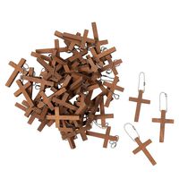 50-Pack Cross Keychains - 1.2 x 1.75-Inch Wooden Cross Key Chain, Religious Key Chains for Party Favors, Sunday School DIY Craft