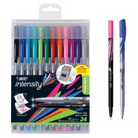 BIC Intensity Fineliner Marker Pen Easel Pack, Fine/Medium Point, Assorted Colors, 24-Count